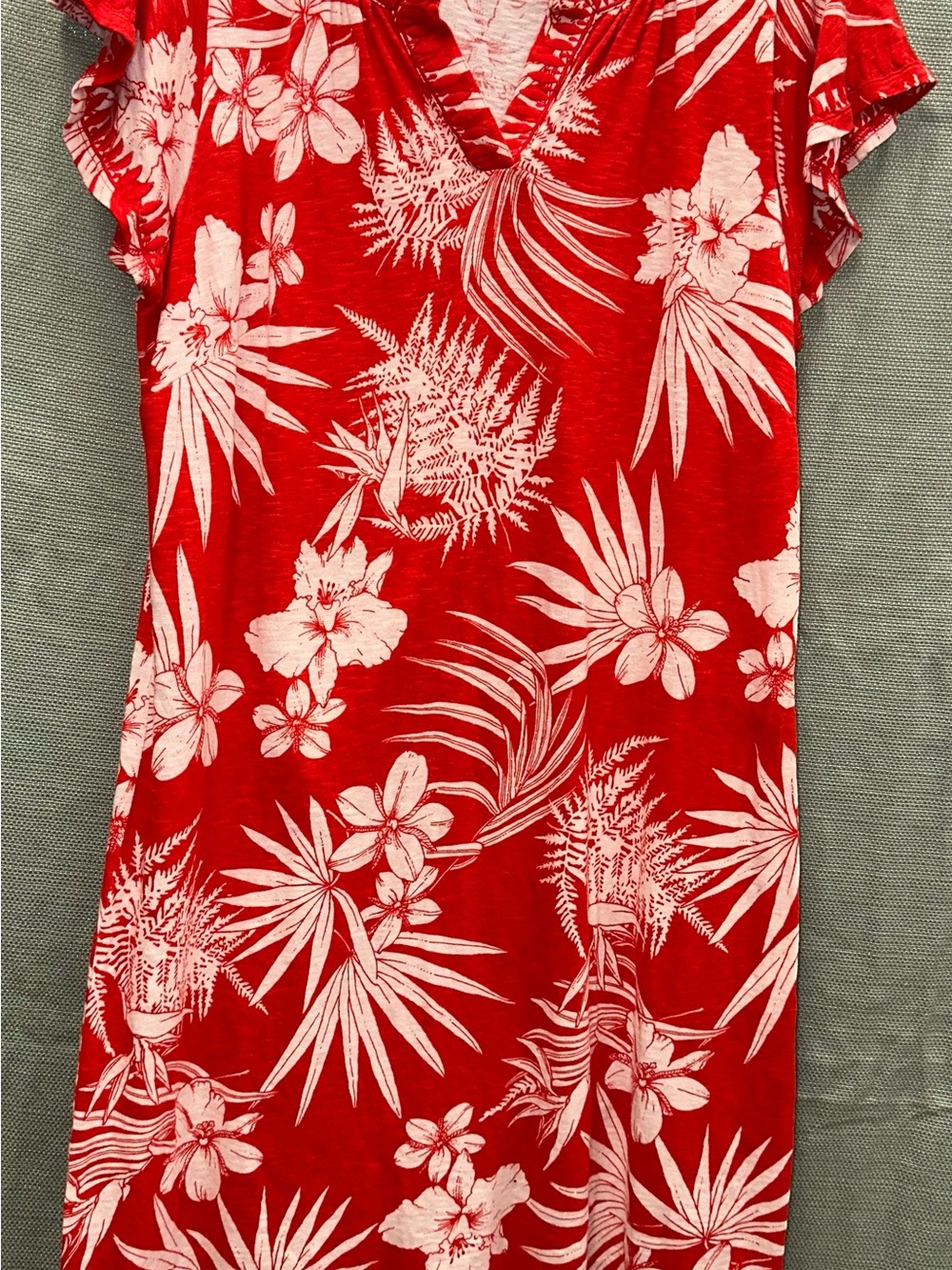 Talbots Red and White Floral Midi Dress
